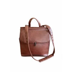 Wink Kangaroo Brown Vegan Leather Convertible Backpack/ Shoulder Bag